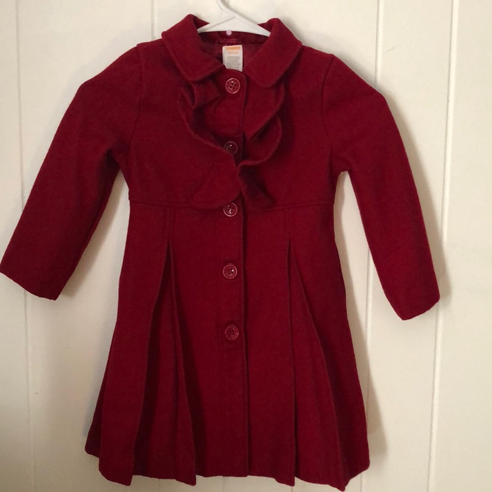 Girls Gymboree Cranberry Holiday Pleated Coat